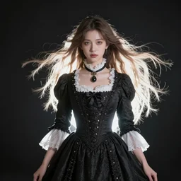 attractive female ghost portrait , high definition, studio lighting glow Victorian clothing, windswept