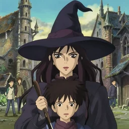 a full body portrait of a 1 9 4 0's woman's hair witch, finely detailed features, closeup at the faces, perfect art, at an ancient city, gapmoe yandere grimdark, trending on pixiv fanbox, painted by greg rutkowski makoto shinkai takashi takeuchi studio ghibli, akihiko yoshida,