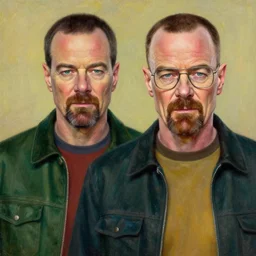 an ultra detailed beautiful oil painting of jesse pinkman and heisenberg from breaking bad, colorful, soft shading, by sargent, by giovanni strazza, by raffaelo monti