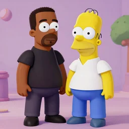 a fusion between kanye west and homer simpson, 3 d animation.