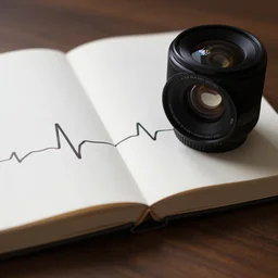 award winning photography of the heartbeat of a book, 40mm lens, shallow depth of field, split lighting