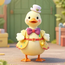 a cute ducking dresses as a clown, award winning photography