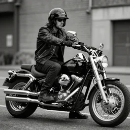 a jock attends sturges motorcycle, monochromatic, drama