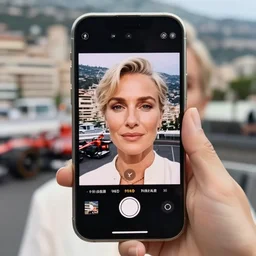 selfie smartphone photo of Grace Kelly at the Monaco GP, iphone photo, smartphone resolution, trending on instagram, influencer photography