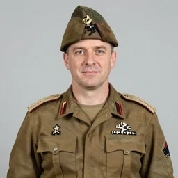 official portrait photograph of general glorp doop, the dumbest man in the army