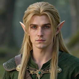 a male elf, forwards facing, realistic, beautiful, high resolution