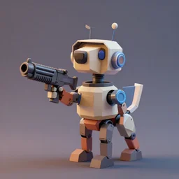 a robot dog that is holding a machine gun, a low poly render by cedric seaut ( keos masons ), cgsociety contest winner, retrofuturism, rendered in maya, sketchfab, physically based rendering