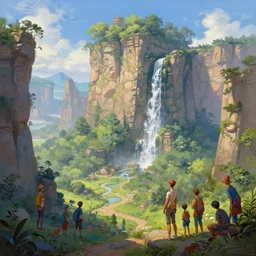 A beautiful digital painting aztek temple, waterfall, lovely valley by Stanley Artgerm Lau, frank frazetta, Rossdraws, James Jean, gerald brom, Andrei Riabovitchev, Marc Simonetti, and Sakimichan, trending on artstation