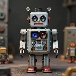 closeup portrait of tin toy robot goblin trap, depth of field, zeiss lens, detailed, symmetrical, centered, fashion photoshoot, by nicoletta ceccoli, mark ryden, lostfish, breathtaking, 8 k resolution, extremely detailed, beautiful, establishing shot, artistic, hyperrealistic, octane render