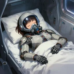 high budjet scifi hollywood film mechanic anime girl in oxygen mask sleeping in bed inside spaceship, trending on pixiv fanbox, painted by gaston bussiere, makoto shinkai, akihiko yoshida, gaston bussiere, craig mullins