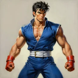 dax shepard as ryu from street fighter, painting by frank frazetta, 4 k, ultra realistic, highly detailed,