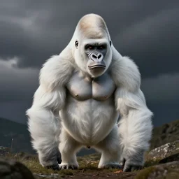 white silverback gorilla body-shaped Elon Musk, real picture