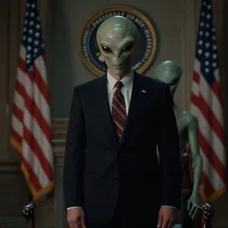 a movie still of the twilight zone where the american president is a secret alien
