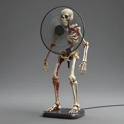 a standing fan made of bones and flesh, 3 d render, unreal engine 5, very detailed