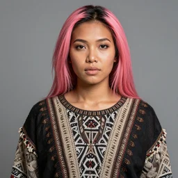 Asian-African woman with pink-dyed hair wearing alternative clothing, 8k, portrait