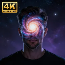 cosmic man with the universe instead of a face, 4 k