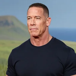 a portrait of john cena looking left with background scenery by juergen teller, iris van herpen