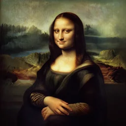 a striking hyper real painting of Mona Lisa by Diego Velázquez.