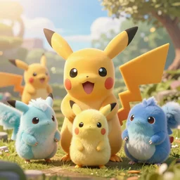 different real life pokemons, cute!!!, content!!!, mischievous!!!, adorable!!!, little furballs, fluffy!!!, ultra realistic!!!, golden hour, sharp focus