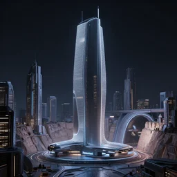 minimalist city lights neon cinematic scifi render of a 3 d sculpt of'tyrell corporation headquarters'military cyberpunk john harris subway tunnel hoover dam'aircraft carrier tower'megalithic tower structure city, beeple, halo, star wars, ilm, star citizen, halo, mass effect, high tech industrial, artstation unreal, 4 k, 8 k, hd