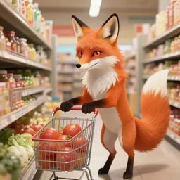 Fox humanoid shopping for groceries by Kitsune