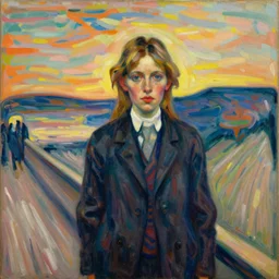 a painting of a person standing in front of a painting, a fine art painting by munch, reddit, neo - expressionism, academic art, fauvism, art