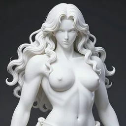 a pinup poster of the emperor from warhammer 40k by Sakimichan, porcelain white skin, voluptuous male, long curly light blond hair, long fluffy blond curly hair, wreathed in scintillating radiance flames of war, hyper detailed background, 4K, artstation