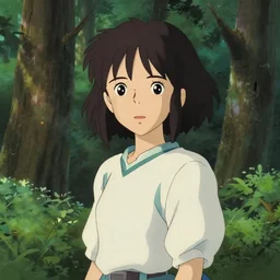 a detailed portrait of a young girl resembling lily james lost in the forest, trending on pixiv fanbox, painted by makoto shinkai takashi takeuchi studio ghibli, akihiko yoshida, yoshitaka amano, wangechi mutu, clean cel shaded vector art, illustration, hd, 8 k