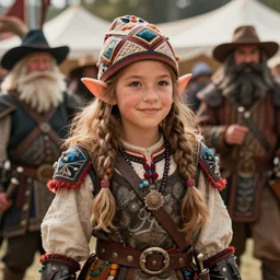 detailed ultrarealistic photography front medium shot of dnd fantasy festival ethnic rustic emma dwarf girl warrior leyendecker, norman rockwell, greg rutkowski, jim henson artstation cinematic, vray game of thrones, lord of the rings