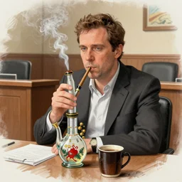 courtroom sketch jordan peterson smoking a bong