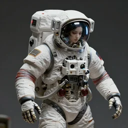 hyperrealistic photography of a machine entering a beautiful skeleton astronaut host in the style of jin kagetsu, james jean and wlop, highly detailed, sharp focus, intricate concept art, digital painting, ambient lighting, 4 k, artstation