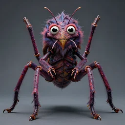 a high quality photo of a strange insectoid muppet god with furry carapace and many segmented legs, dark fantasy, sharp focus, vibrant, vivid, symmetry, highly detailed, cinematic, intricate lines, concept art by giger, tooth wu, beksinski, emil melmoth