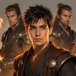 handsome young man!! hispanic descent, shaved face, orange accents, messy spiky hair, jedi!! fire emblem, art by artgerm and greg rutkowski and magali villeneuve, portrait, d & d, fantasy, highly detailed, digital painting, trending on artstation, concept art, sharp focus, illustration