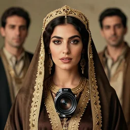 vintage portrait of a stunningly beautiful arabic tribal female, depth of field, zeiss lens, detailed, symmetrical, centered, fashion photoshoot, by edward s curtis, Annie Leibovitz and Steve McCurry, David Lazar, Jimmy Nelsson, Breathtaking, 8k resolution, extremely detailed, beautiful, establishing shot, artistic, hyperrealistic, beautiful face, octane render