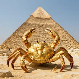 photo of a horseshoe crab as a golden idol in an ancient pyramid, cinetamic photo