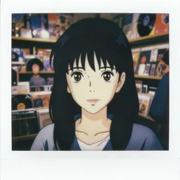 a film still polaroid portrait of a 1 9 8 0's disney girl at a vinyl store, finely detailed features, closeup at the faces, perfect art, busy city, gapmoe yandere grimdark, trending on pixiv fanbox, painted by ilya kushinov makoto shinkai takashi takeuchi studio ghibli, akihiko yoshida
