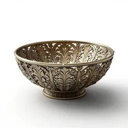 ornate fruit bowl, clean 3d render, octane render, isolated on a pure white background, centered, entire object in frame, sharp focus, soft studio lighting