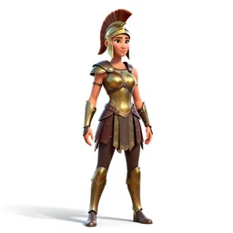 graceful spartan warrior, stylized pixar-style 3d render, full body, standing, isolated on a pure white background, centered, whole figure in frame, sharp focus, studio lighting