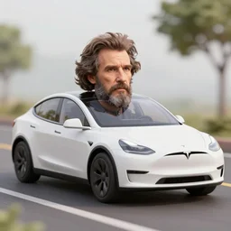 woody guthrie driving a tesla, photo realistic, photograph, 3 5 mm, octane render, trending on artstation
