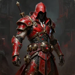 cthulhu assassin with red power steampunk amror, assassin's creed, oil painting, 3 d art, perfect lighting, 4 k