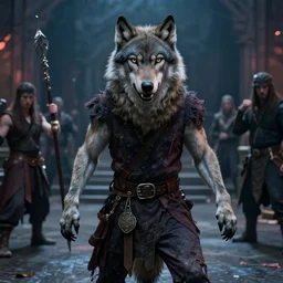a anthro wolf sorcerer fight club movie still