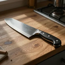 butcher knife on the kitchen table, fantasy digital art, high detail, octane render