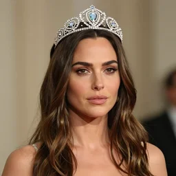 a portrait of gal gadot wearing a tiara