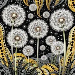 dandelion rainforest in the style of yayoi kusama james turrell dan flavin judi chicago 4 k - 4 i