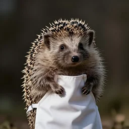 hedgehog with cooking apron