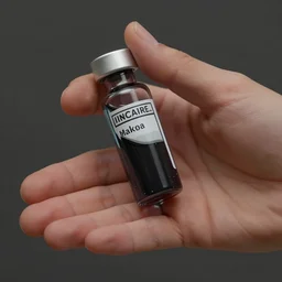 detailed digital art of a normal hand holding a single tiny unlabeled clear medicine bottle half-full of mysterious black liquid; magic the gathering art by Volkan Baga, artstation