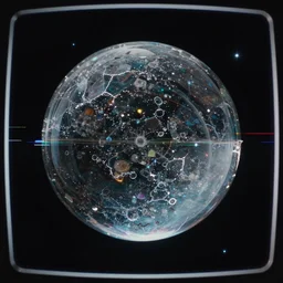 photo of close - up of a crystal ball wandering in the depths of space by greg rutkowski, glitch, glitch art, analogue, vhs video effect, old tv effect, cinematic filter, glitching, epic, extremely beautiful, not too saturated colors, realistic, photorealistic, 8 k, 4 k, 8 k quality, high resolution, lossless, high quality, lossless quality