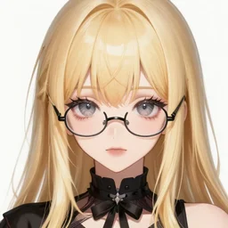 blonde haired with bangs gothic magical girl anime character with glasses screenshot, anime, intricate, sharp focus, illustration, highly detailed, digital painting, cell shaded, concept art, matte, art by ilya kuvshinov and kyoto animation and ruan jia and greg rutkowski, studio quality, aniplex, masterpiece