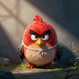 angry bird in cool clothes