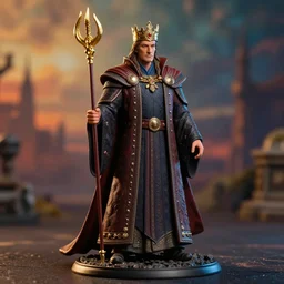 Realistic miniature of mage king on a studio shot, movie shot, cinematic perspective, full hd, Vibrant colors